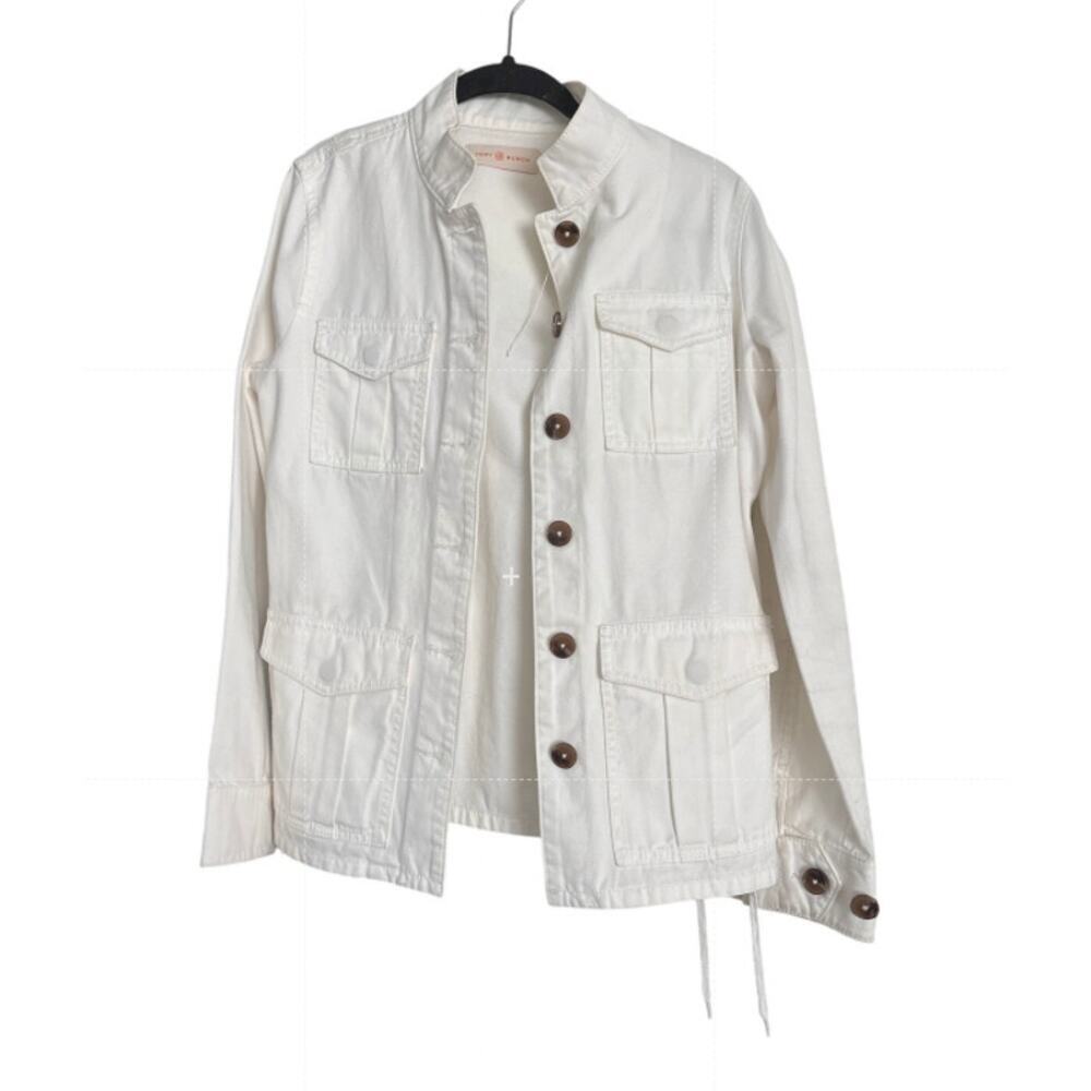Tory Burch Cream Cotton Utility Jacket Safari Style Small